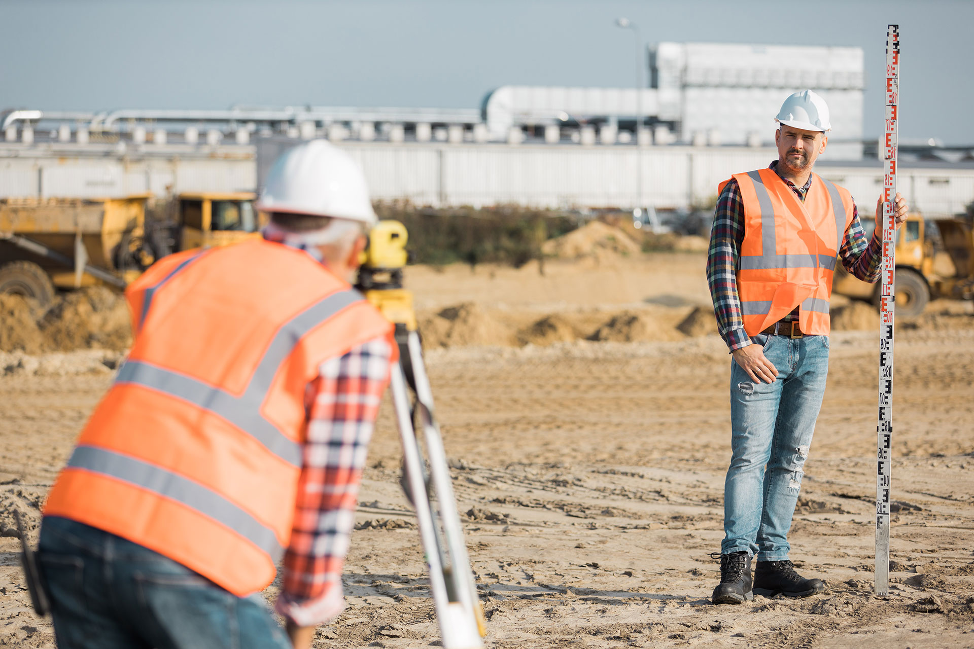 Ssurveyors using tachometers